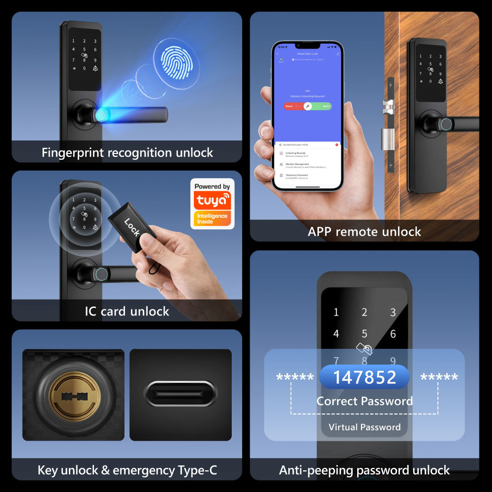 belbas Smart Lock with Fingerprint, Keypad, Tuya WiFi, and 5050 Lock Body