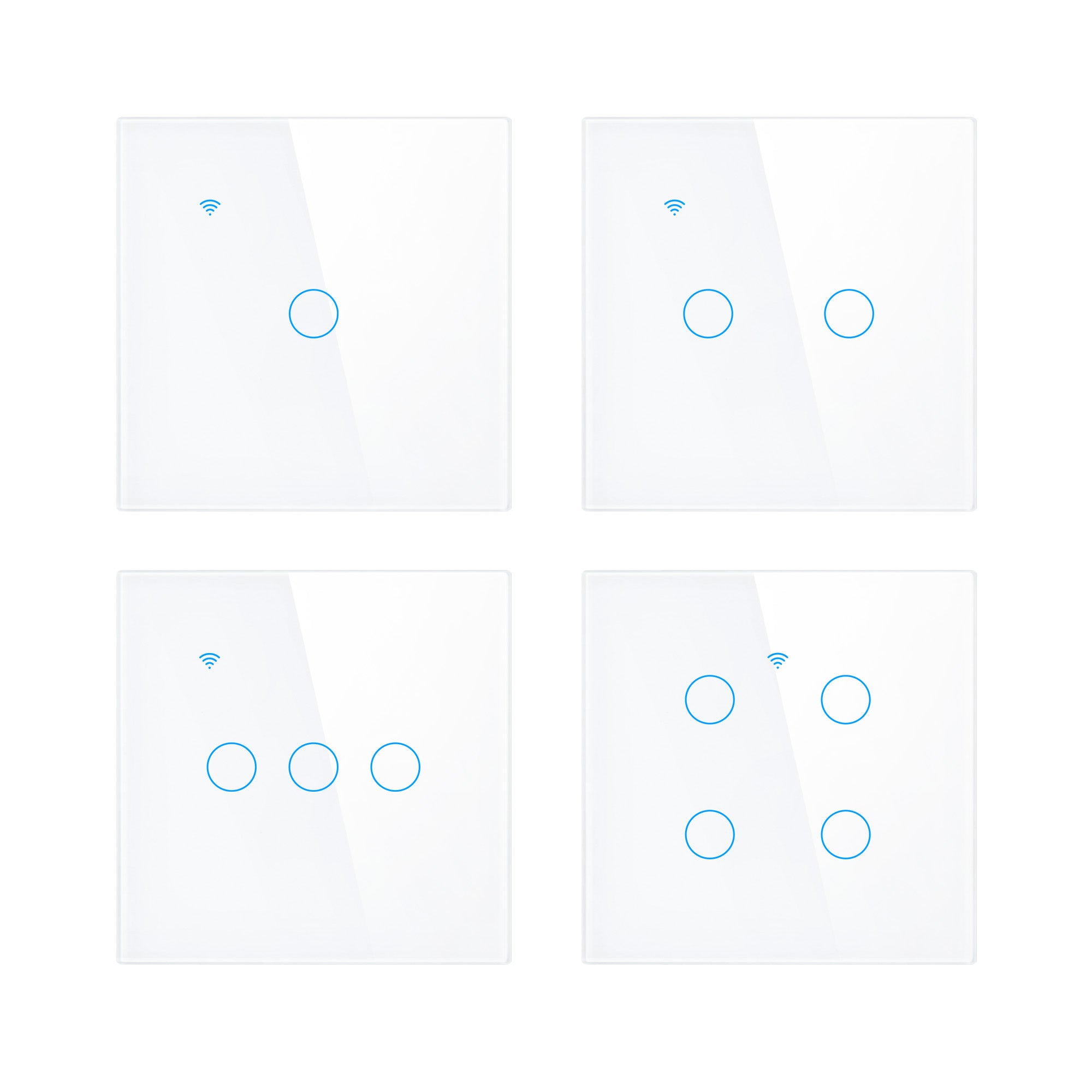 Smart WiFi Light Switch 1/2/3 Gang No Neutral Required works with alexa white | Touch Glass Panel, Works with/without Neutral, Timing & Schedule Function, Black or White Finish, App Remote Control