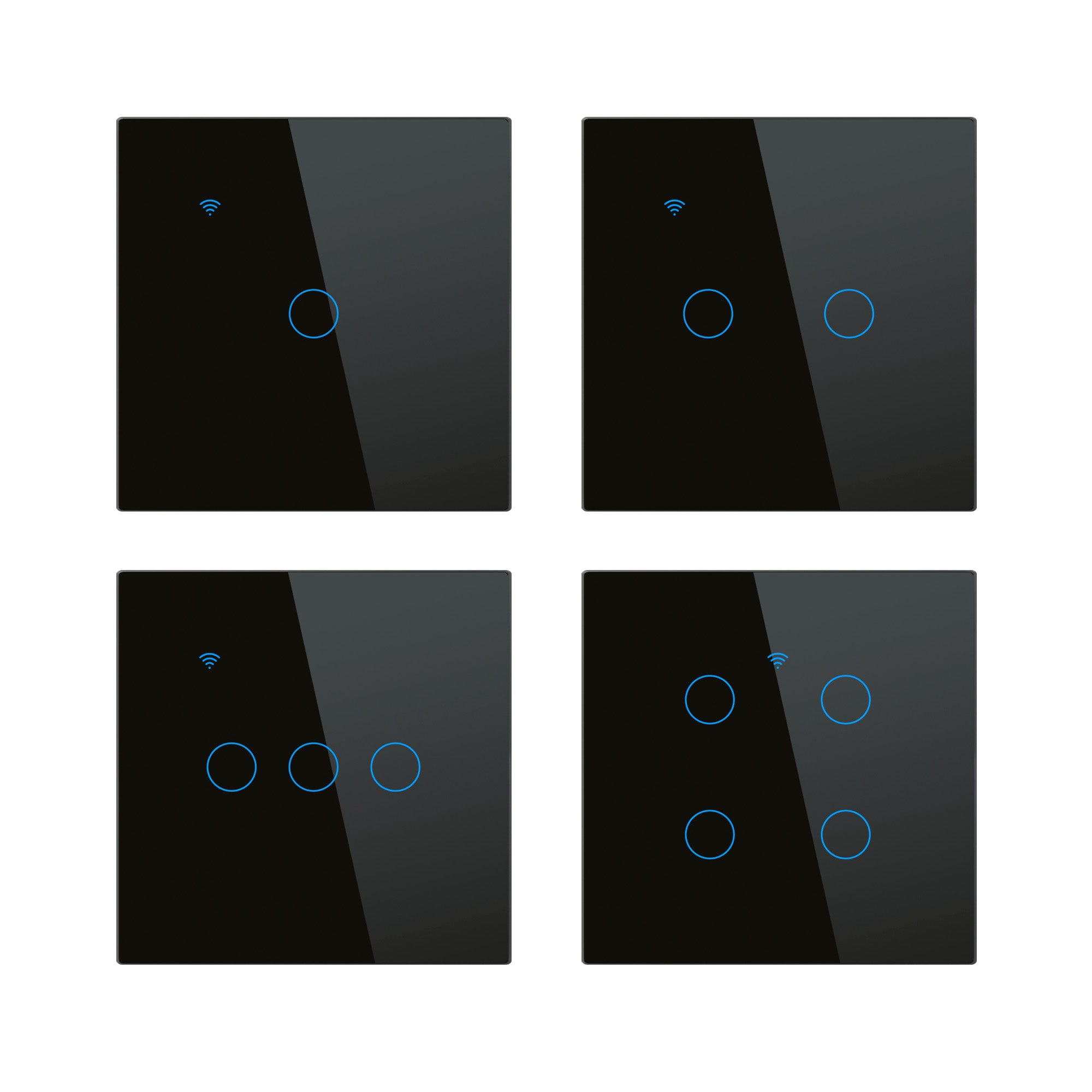Smart WiFi Light Switch 1/2/3 Gang No Neutral Required works with alexa white | Touch Glass Panel, Works with/without Neutral, Timing & Schedule Function, Black or White Finish, App Remote Control