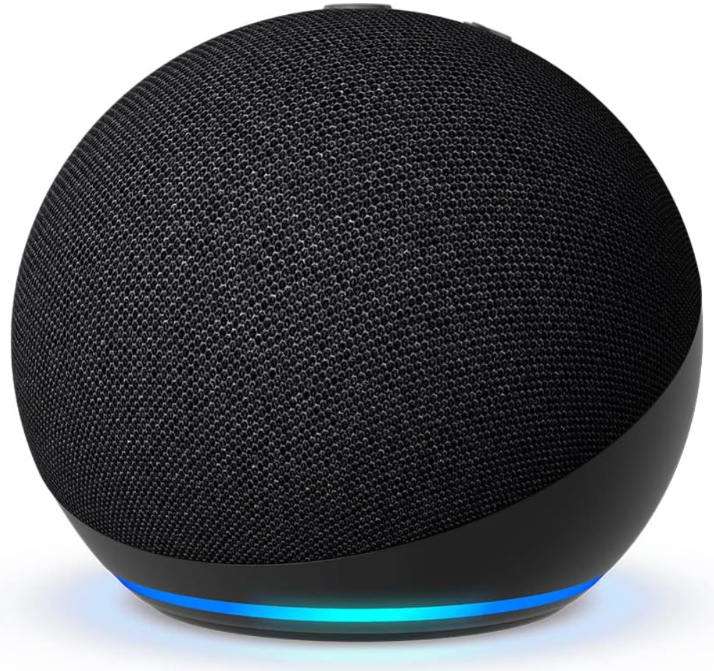 Echo Dot (5th Gen) | smart bluetooth speaker with vibrant sound and Alexa | Use your voice to control smart home devices, play music or the Quran, and more (speaks English & Khaleeji) | Charcoal